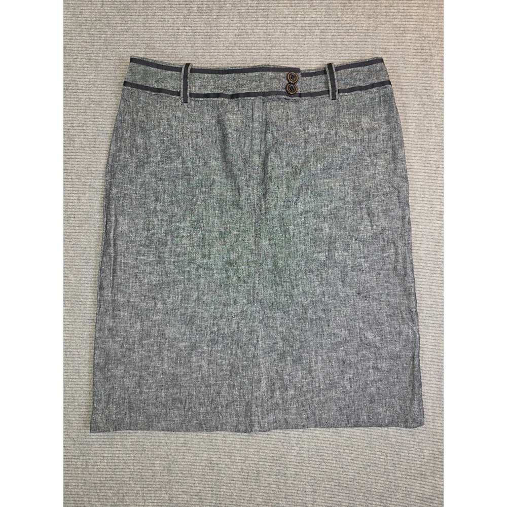 Willi Smith Linen Skirt Womens Size 10 Gray Midi Straight Minimalist  Casual
